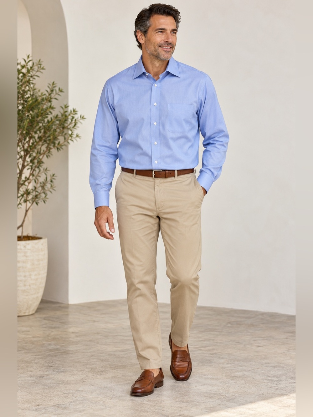 Jos A Bank Mens Shirt Tailored Fit Button Down Blue Traveler 16 1/2 34/35 NWOT